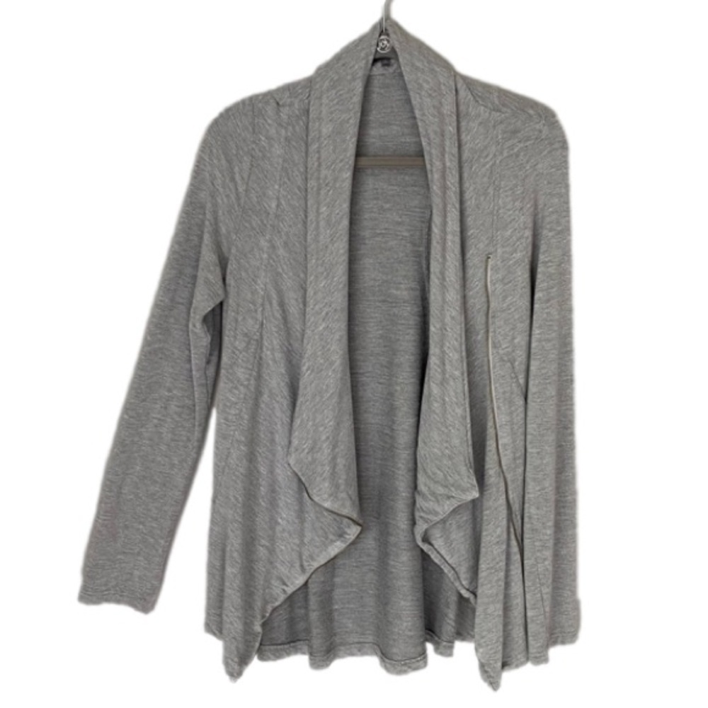 MARKET & SPRUCE Zip Cardigan Long Sleeve Cowl Neck Gray Women Size L